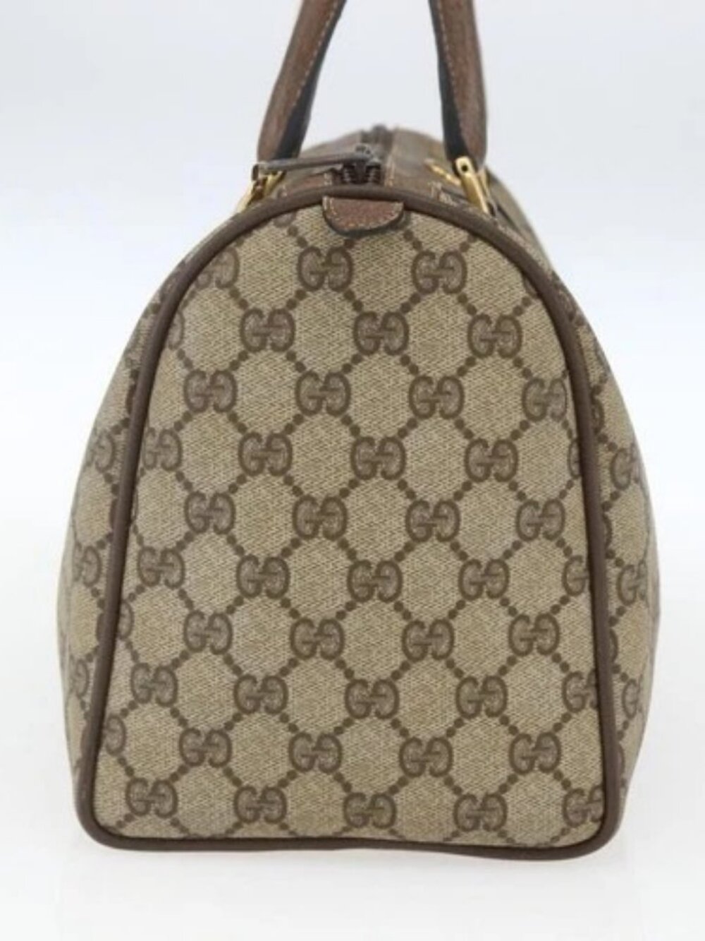 GUCCI GG Supreme Web Sherry Line Boston Bag PVC Beige Gold 39 02 007 Auth 165215 - Picture 3 of 16